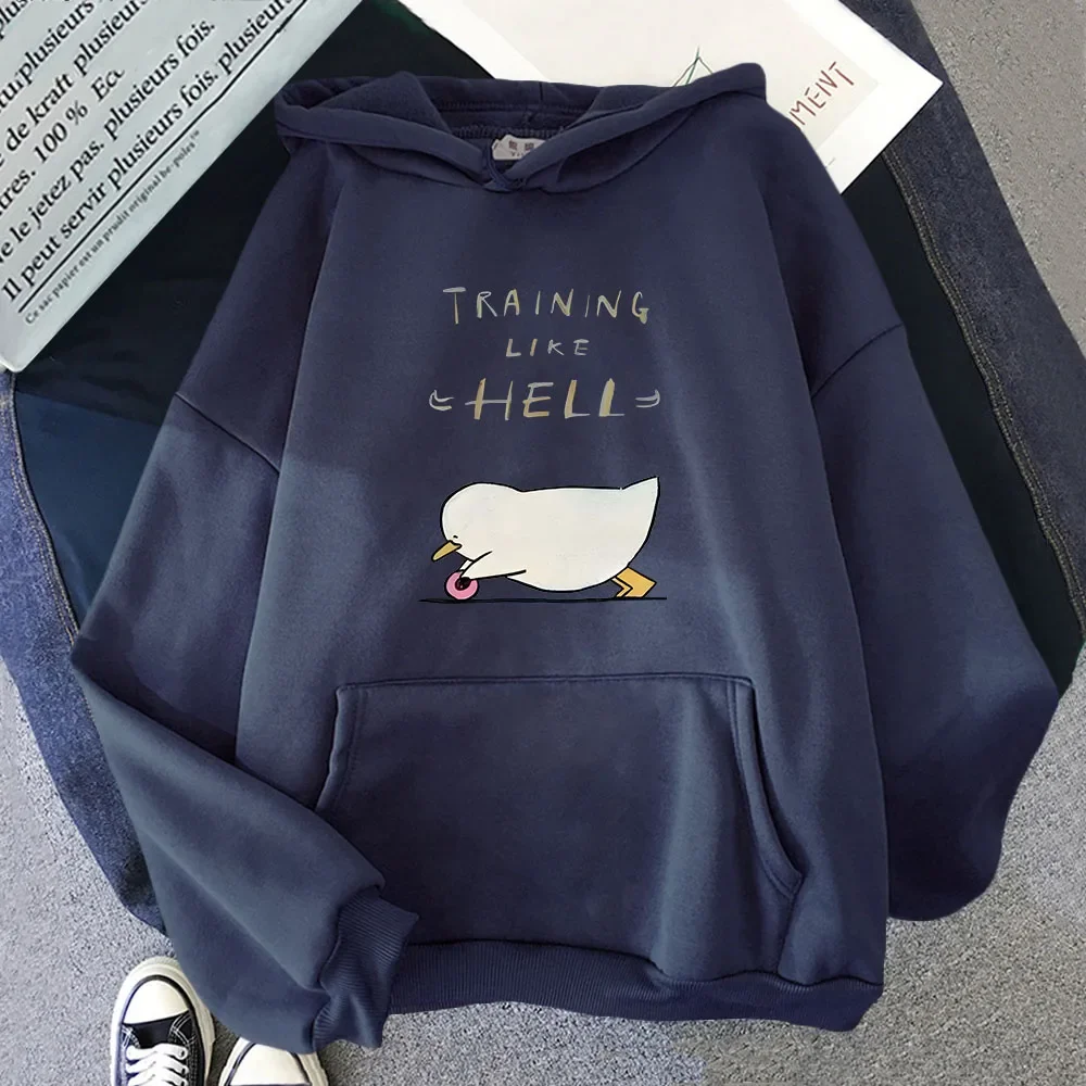 Duck Like Hell Print Hoodie Cartoon Anime I'm Sick of Everything Sweatshirt Damen Pullover Winter Herren Kleidung Langarm Top