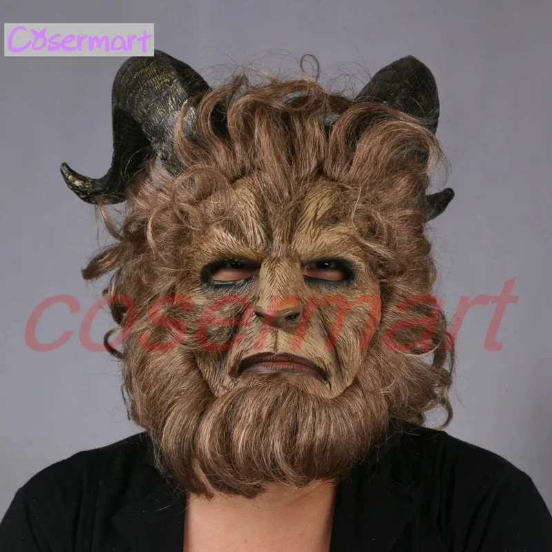 2025 New 2017 Hot Movie Beauty and the Beast Adam Prince Cosplay Horror Mask Latex Lion Helmet Halloween Party
