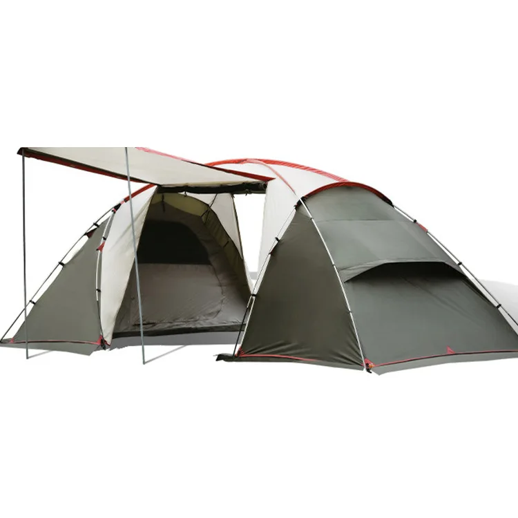 

Popular Design Two Rooms Double Door Large Space Aluminum Pole Rainproof Portable Glamping Outdoor Camping Tent
