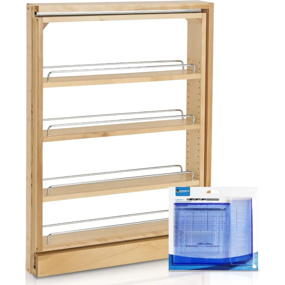 منظم خزانة قابل للسحب على الرف 432-BF-3C، متعدد الاستخدامات لخزانة المطبخ مقاس 3 بوصات مع 3 أرفف قابلة للتعديل