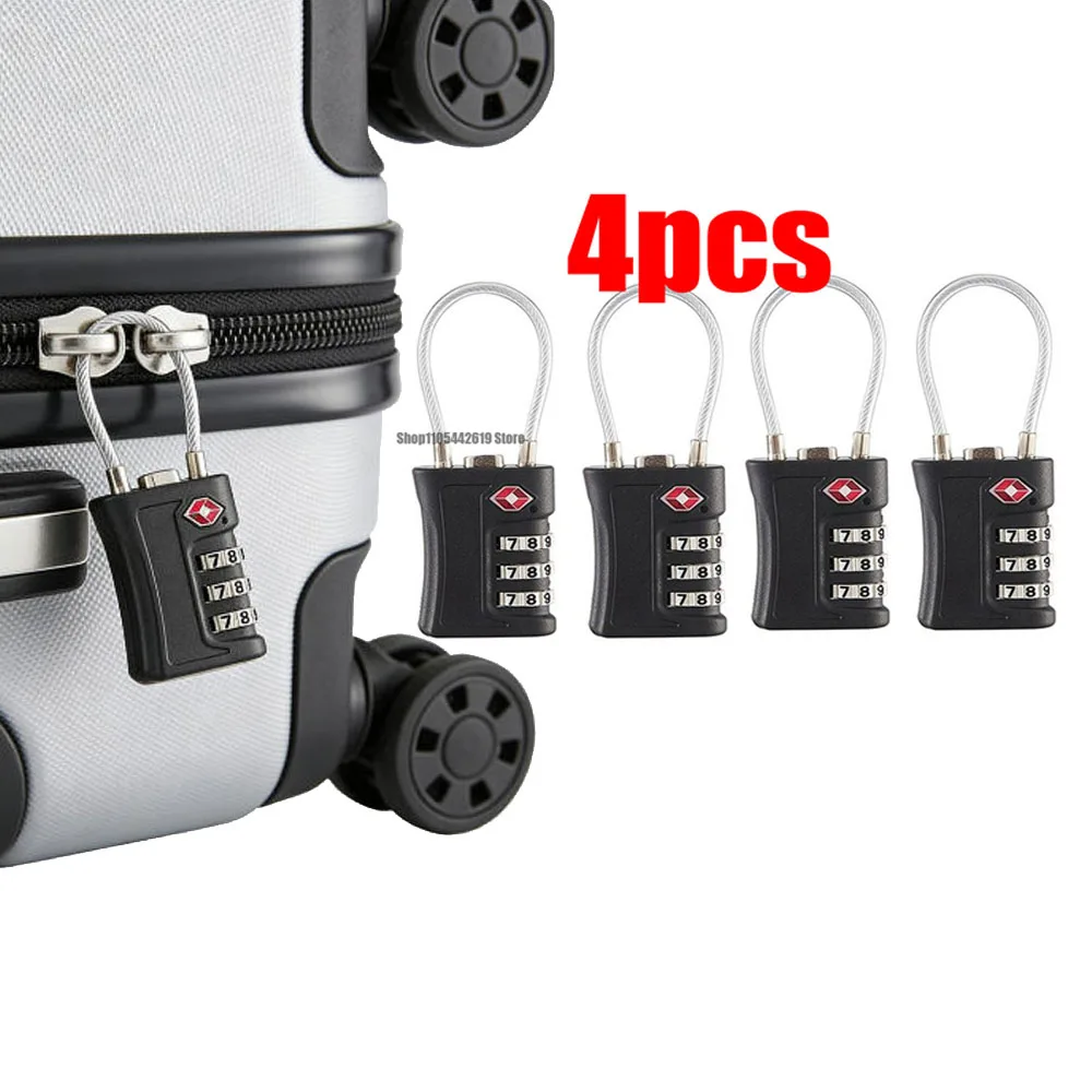 4pcs TSA Customs Code Lock for Travel Luggage Password Changeable Contrast Design Padlock 3 Digit Combination 25mm
