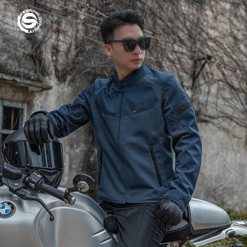 Star Field Knight Motorcycle Jacket Summer Mesh Breathable Men's Motorbike Cycling Clothes With CE Protective Gear Accessories