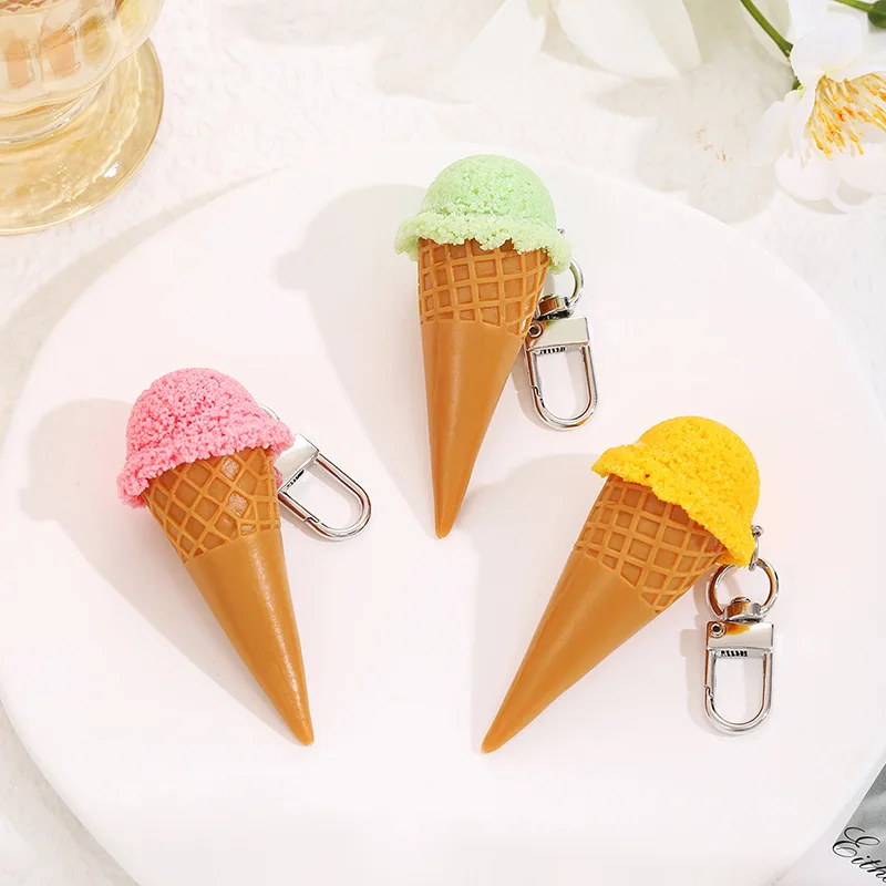 Mini ice Cream Cone Keychain Creative DIY Model Photography Photo Props Simulation Food Decoration Keychain Schoolbag Pendant