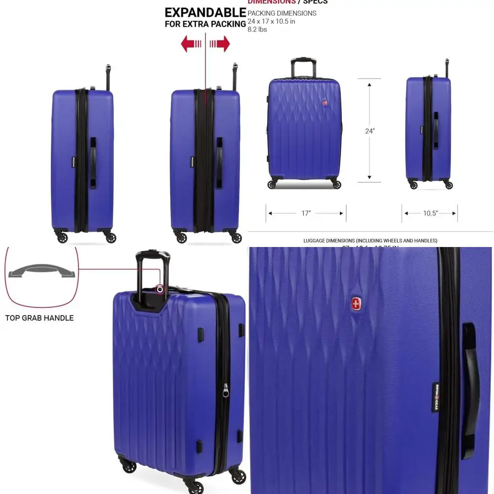 أمتعة دوارة ذات هيكل صلب متوسط قابل للتوسيع من SwissGear، موديل 8018