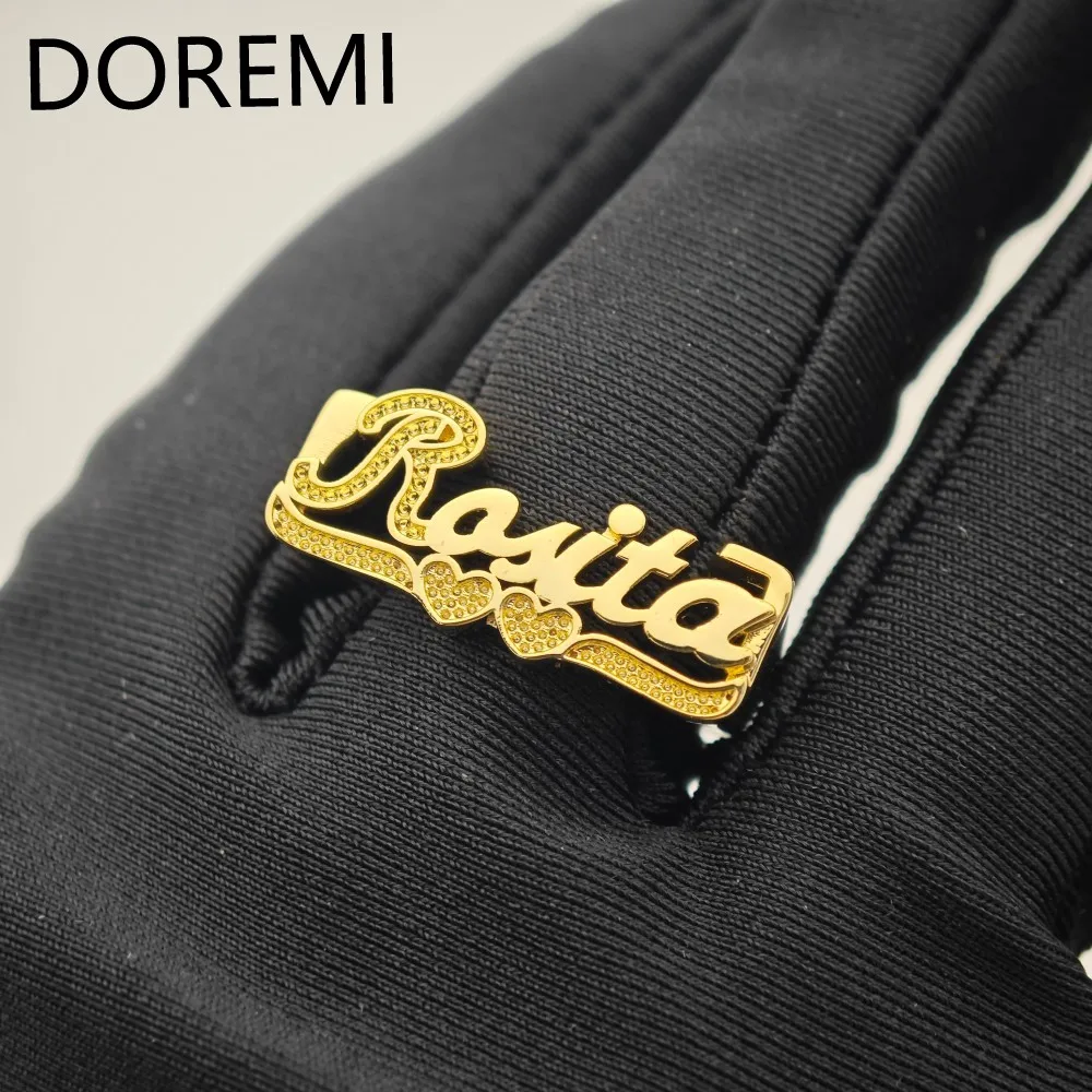 DOREMI Personalized Gift Jewelry Letters Two tone Electroplated 3D Ring Handmade Customized Name Ring Gift