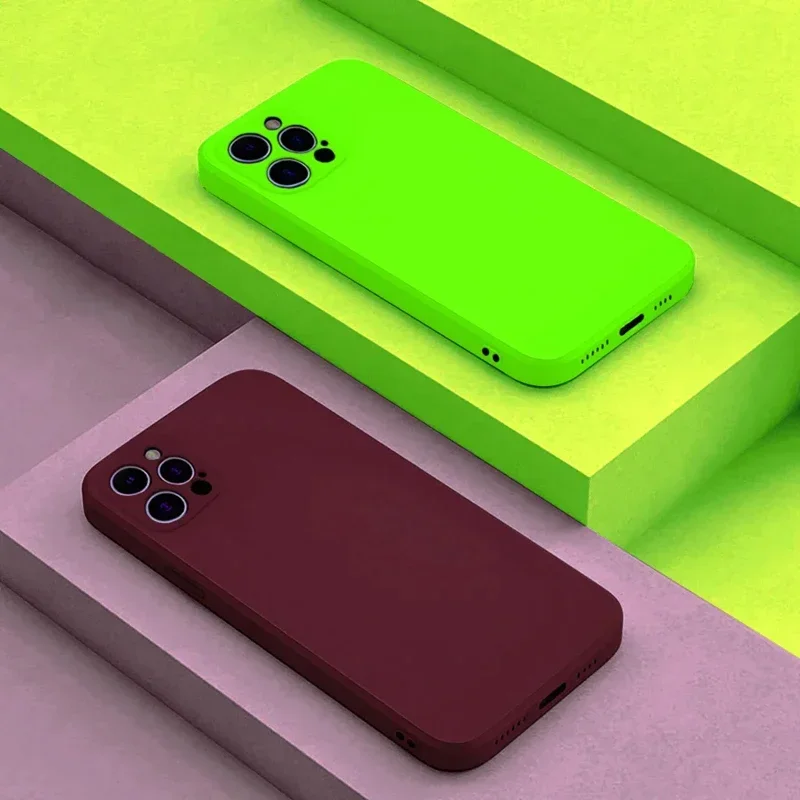 Original Liquid Silicone Phone Case For iPhone 16 15 14 13 11 12 Pro Max XS Max 16 Plus Shockproof Soft Light Green Cover funda image 3