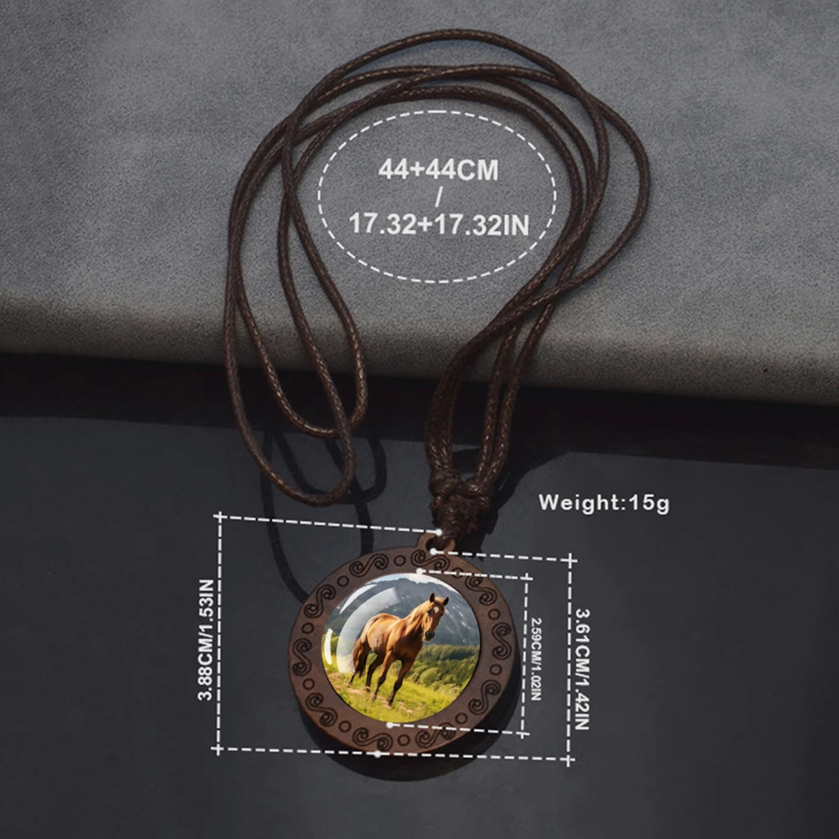 Horse Necklaces White Brown Horse Galloping Glass Dome Vintage Wooden Pendant Rope Chains Necklace Women Men Goth Jewelry Gift