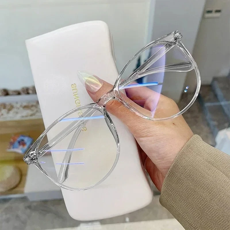 Clear Computer Plano Glasses for Man Woman Anti Blue Light Blocking Transparent Round Frame Eyewear Optical Spectacle Eyeglasses
