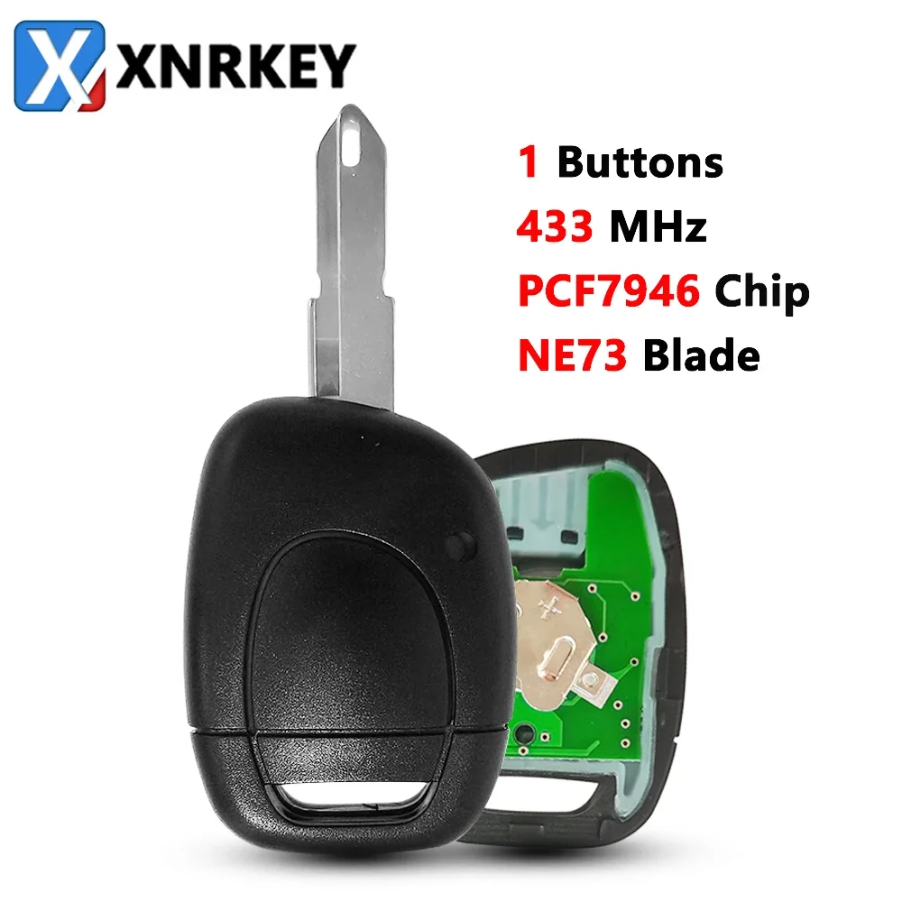 XNRKEY 1 Knop Afstandsbediening Sleutel PCF7946 Chip 433 Mhz VAC102/NE73 Blade voor Renault Twingo Clio Master Kangoo Slimme Afstandsbediening autosleutel