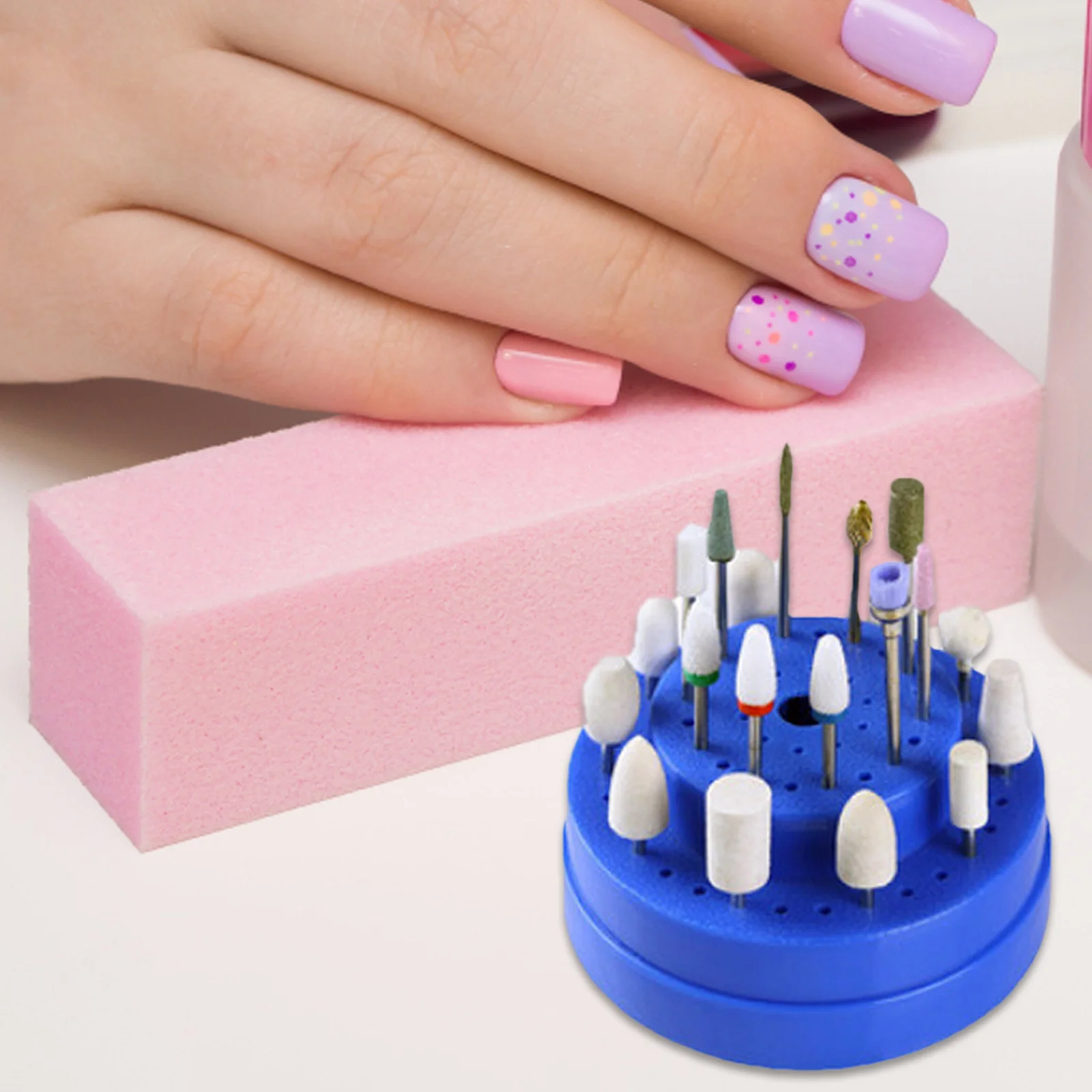 

2Pcs Nail Drill Bits Holder 60 Holes Plastic Storage Stand Easy Access Neat Display Salon Nail Drill Bits Holder