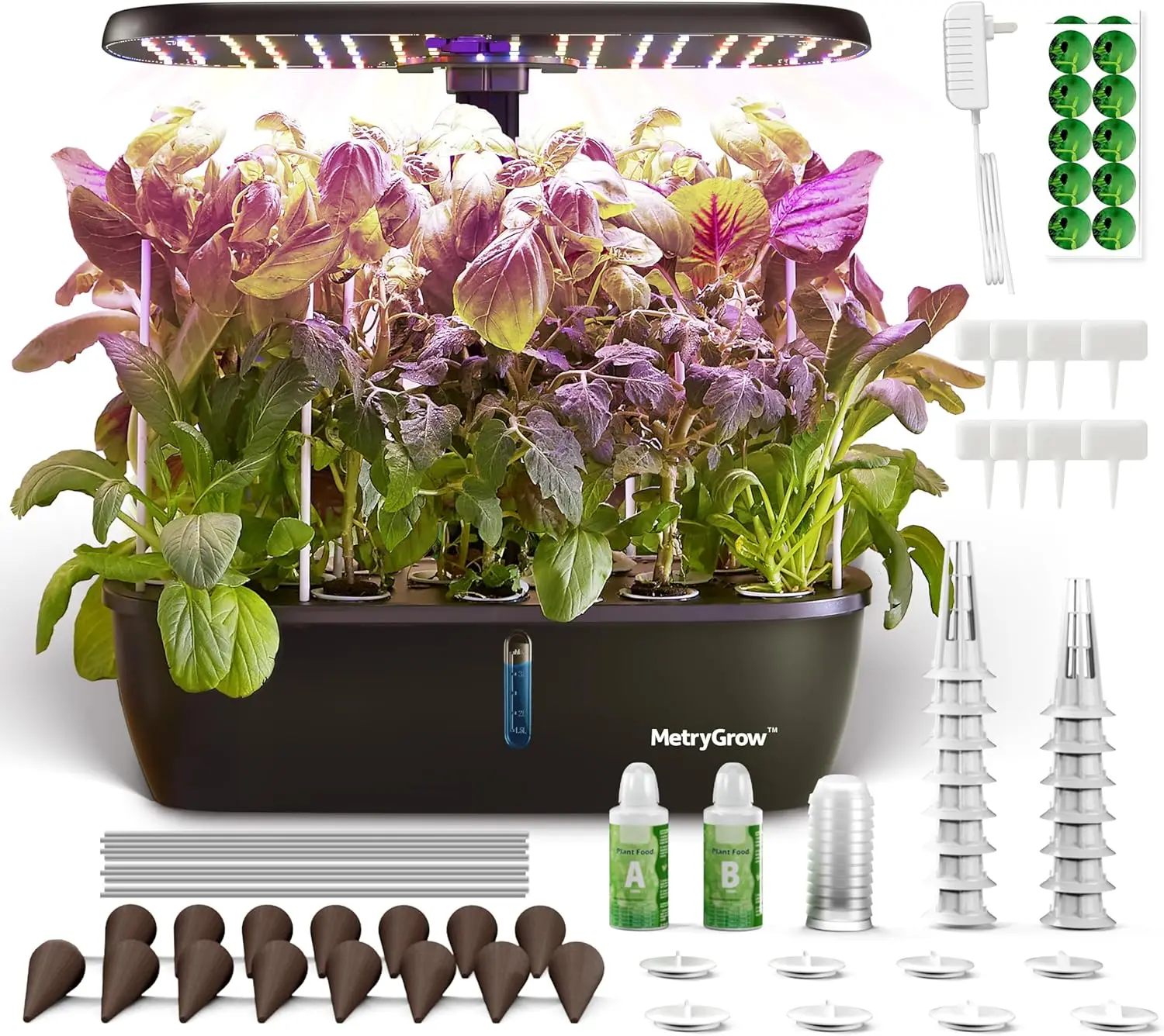 

Smart Indoor Garden Kit with Full Spectrum LED Light, 15 Pods Hydroponic System for Kitchen Herbs