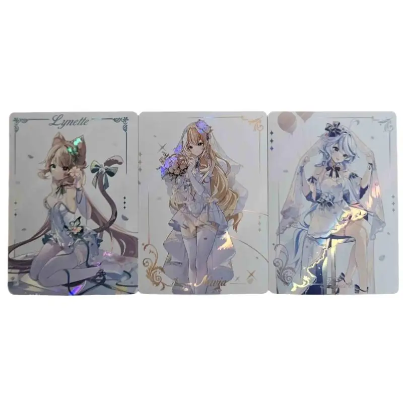 Anime Genshin Impact Flash Card Furina Lumine Kirara Diy Wedding Dress Refractive Series Action Toy Figures Game Collection Gift