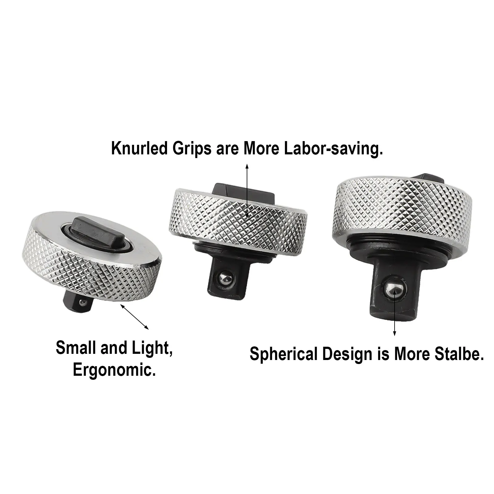 

Automotive Repair Socket Wrench Set Knurled Handle Spring Loaded Ball Bearing Tight Space Accessibility Flexible Reversing