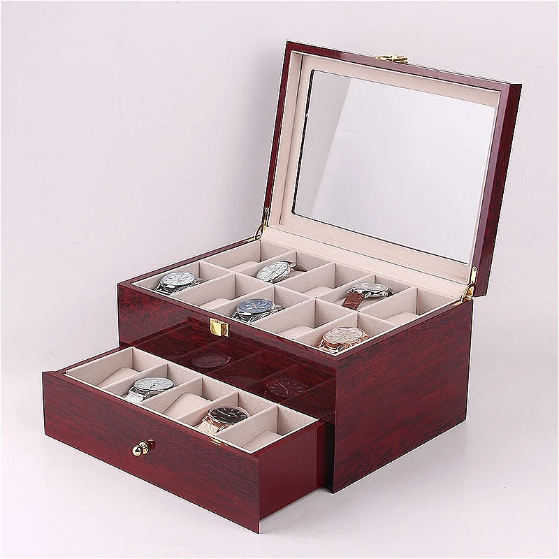 Large Capacity Watch Boxes Dustproof Wooden Watch Boxes Drawer Portable Watches Case Home Multipurpose Bracelet Storage Box