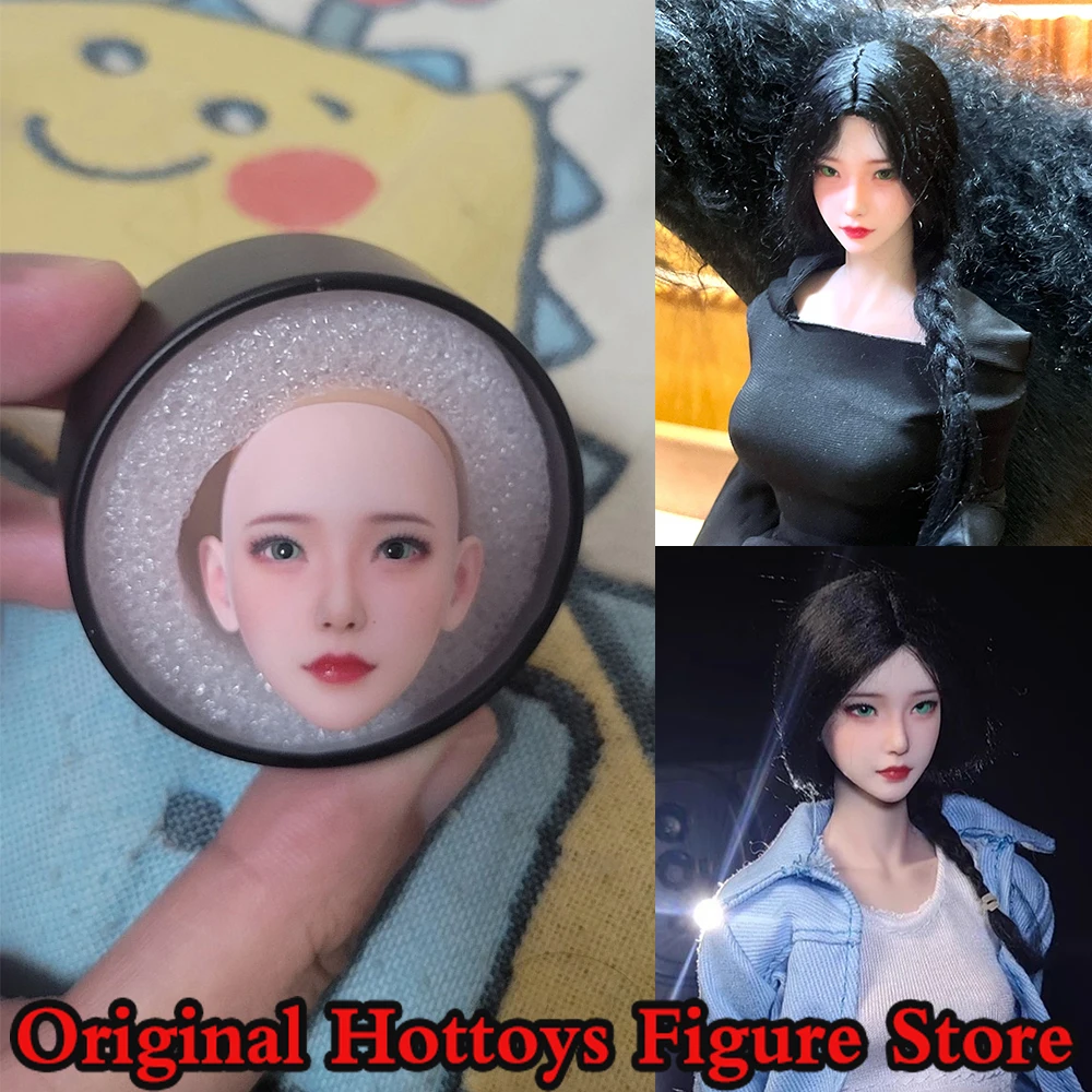 1/6 Scale Female Soldier Head Sculpture Ling Yue Makeup Bald Beauty Head Carving For 12-inches Action Figure Model Body