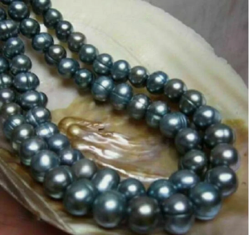 

35" 9-10 MM AAA SOUTH SEA NATURAL black PEARL NECKLACE 14K GOLD CLASP