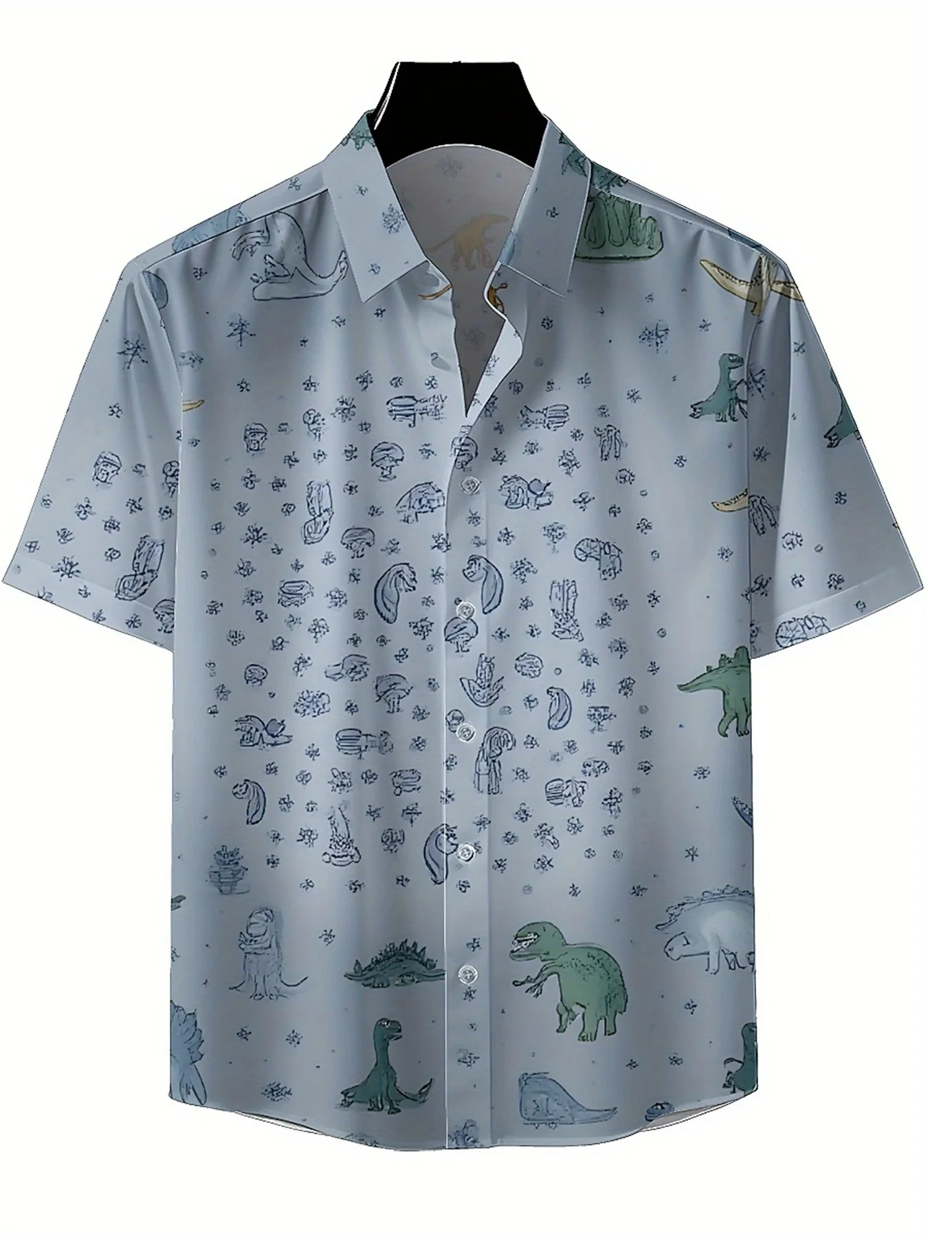 Men's Plus Size Hawaiian Shirts Dinosaur Theme Pattern,Premium Comfort Youth Clothes,Y2K Tops