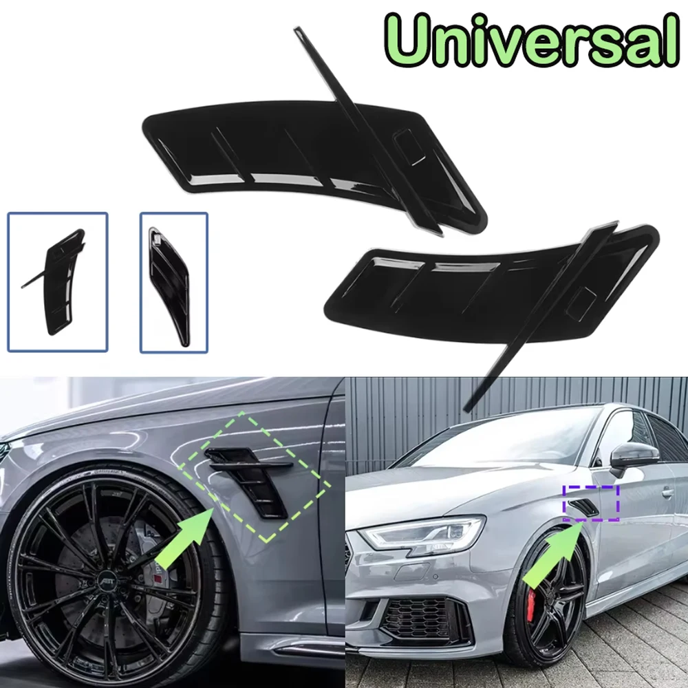 

Универсальная глянцевая черная наклейка на боковое крыло автомобиля, декоративная накладка на воздухозаборник, внешний аксессуар для кузова