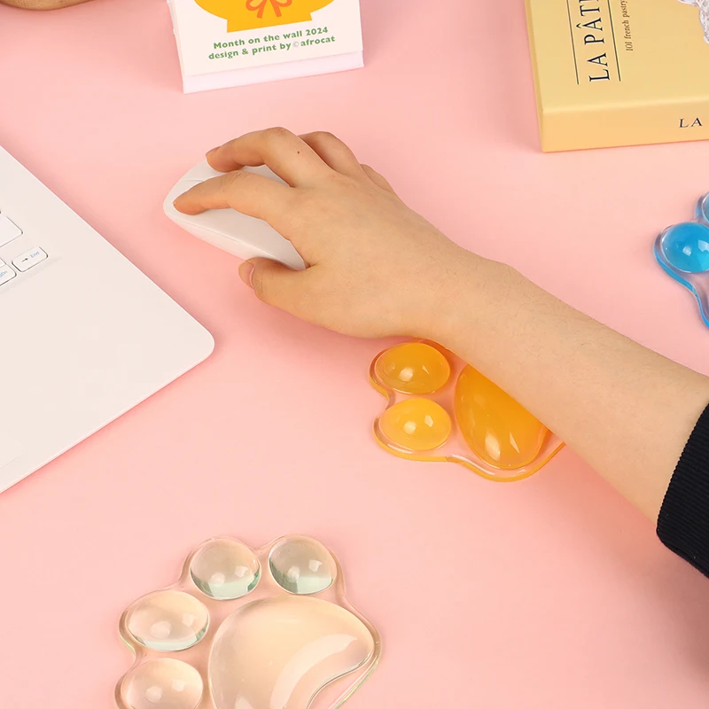 Transparent Cat's Paw Shaped Silicone Mouse Wrist Rest Anti-Fatigue Office Keyboard Holder Anti-Slip Easy Typing Support Pad