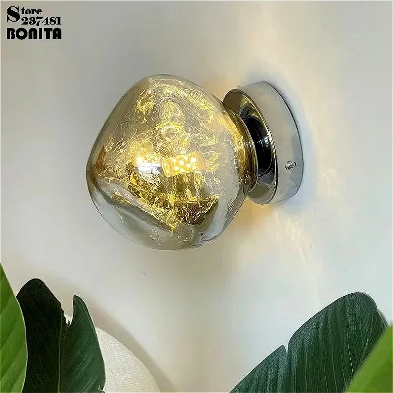Silver Plated Irregular Glass Sconce Light Post Modern Bubble Wall Lamp Entryway Corridor Bathroom Wall Decor Lighting Fixture