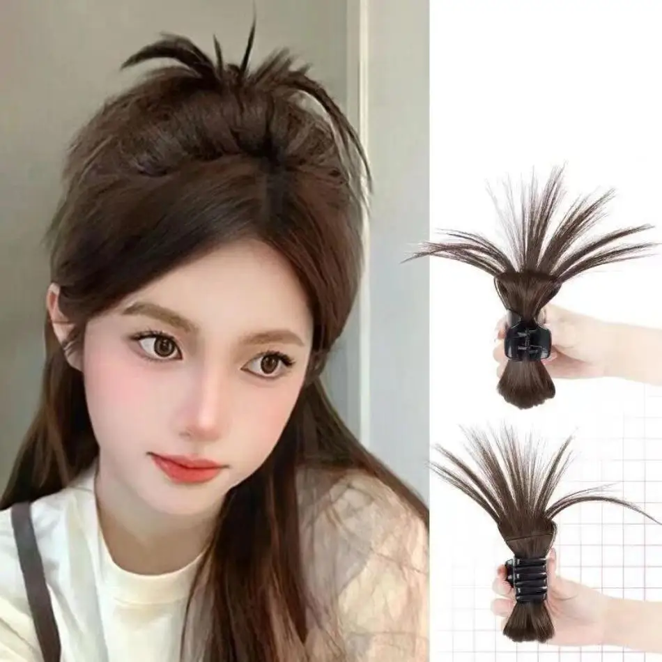 Practical Practical New 25cm Synthetic Straight Updo Hairpiece Shuttlecock Chicken Feather Design Hair Bun Claw Clip For Women Daily Use - Aliexpress Deal