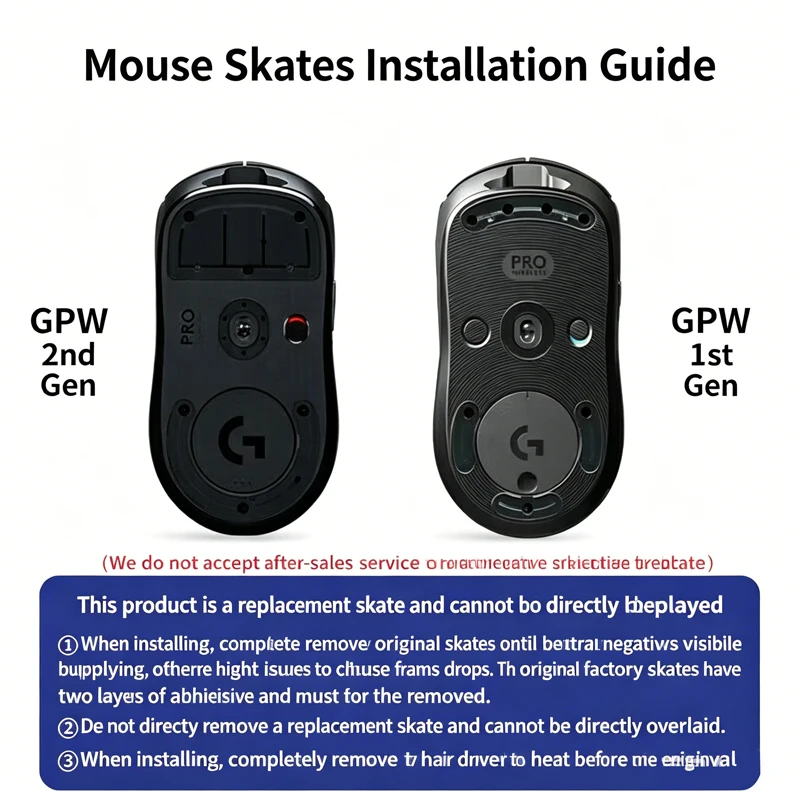 Rounded Curved Edges Mouse Feet Skates Compatible with Logitech GPW 1 Wireless Gaming Mouse Feet Replacement