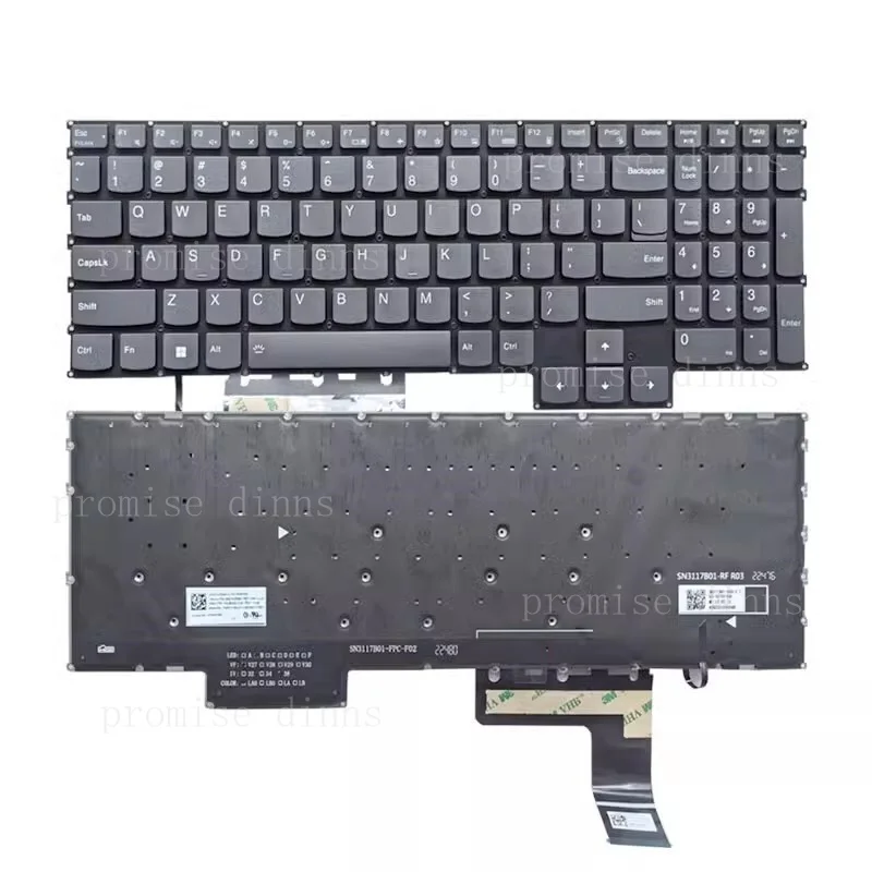 M   Laptop US Keyboard For Lenovo Legion Pro 7 16IRX9H 83DE White Backlit