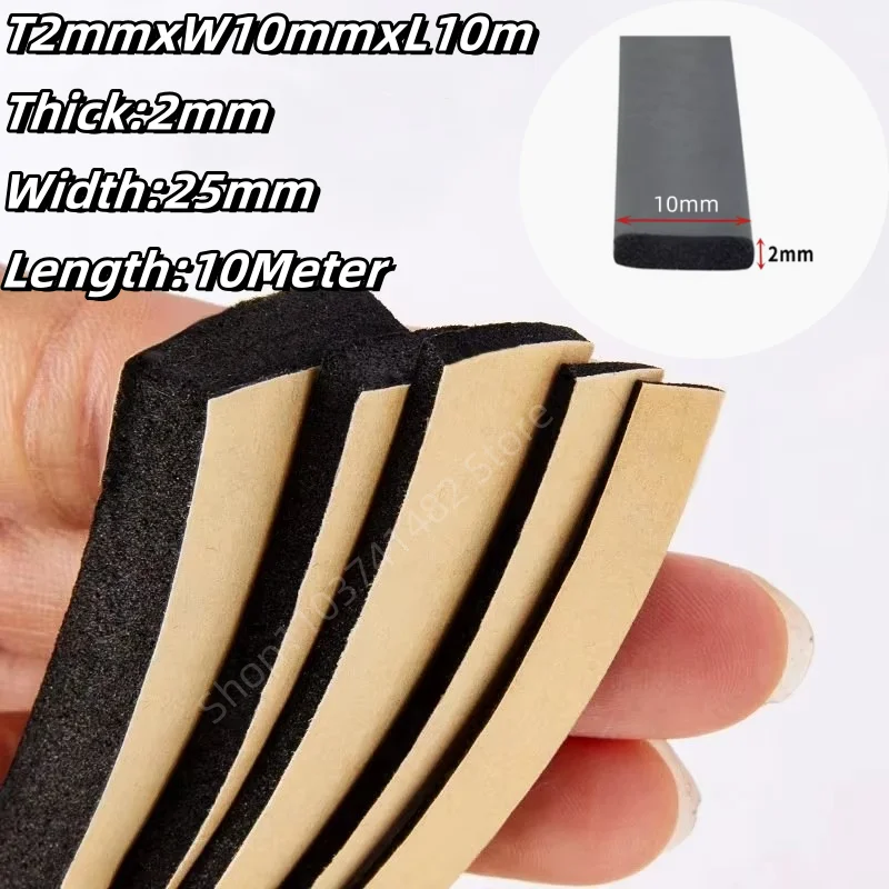 2–10 m selbstklebender Gummi-Schwamm-Dichtungsstreifen, einseitig klebender EVA-Schaum, Antikollisions-Dichtung, Breite 10–30 mm, Dicke 1–20 mm