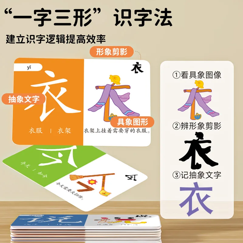 100 Cards Pictographic Literacy Card 3-6 Year Early Education Chinese Character Recognition Pinyin Card Hanzi Learning Book