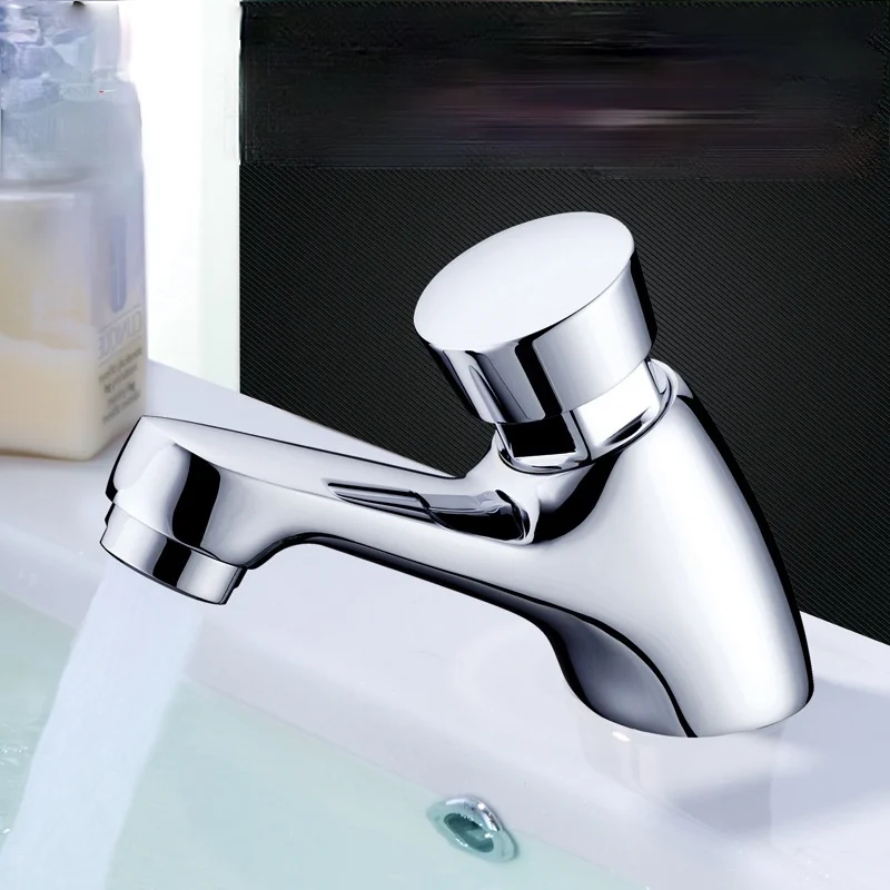 

Brass Faucet Single Cold Delayed Basin Faucet Hand Press Type Faucet Bathroom Sink Vanity Kitchen Accessories