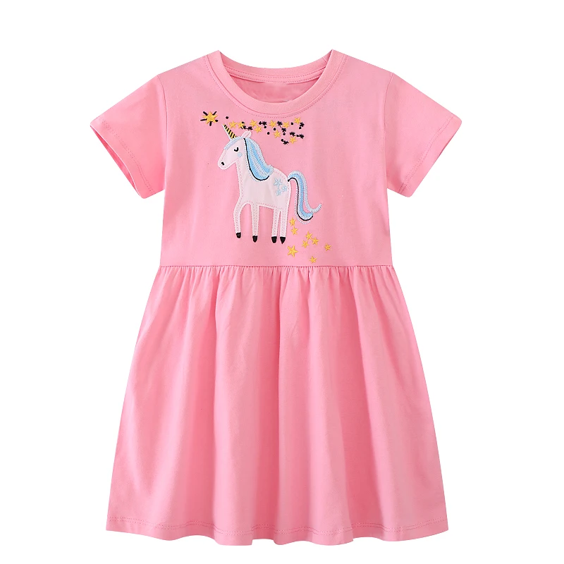 Little Maven Kleinkind-Kinderkleidung für Mädchen, Cartoon-Einhorn, kurze Ärmel, 2026, Sommer-Baumwollkleider, Kinderkleidung