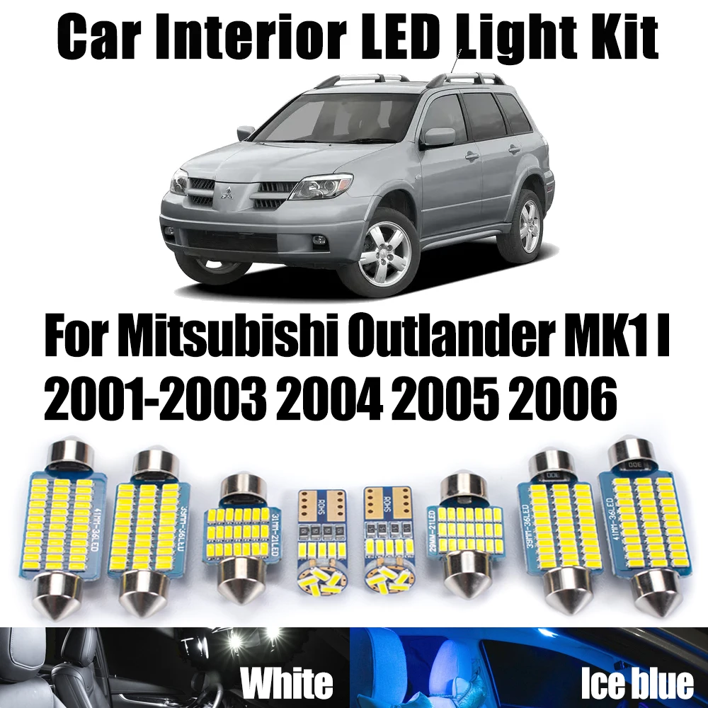 11Pcs Canbus Vehicle LED Interior Map Dome Trunk Light Kit For Mitsubishi Outlander MK1 I 2001-2005 2006 Car License Plate Bulbs