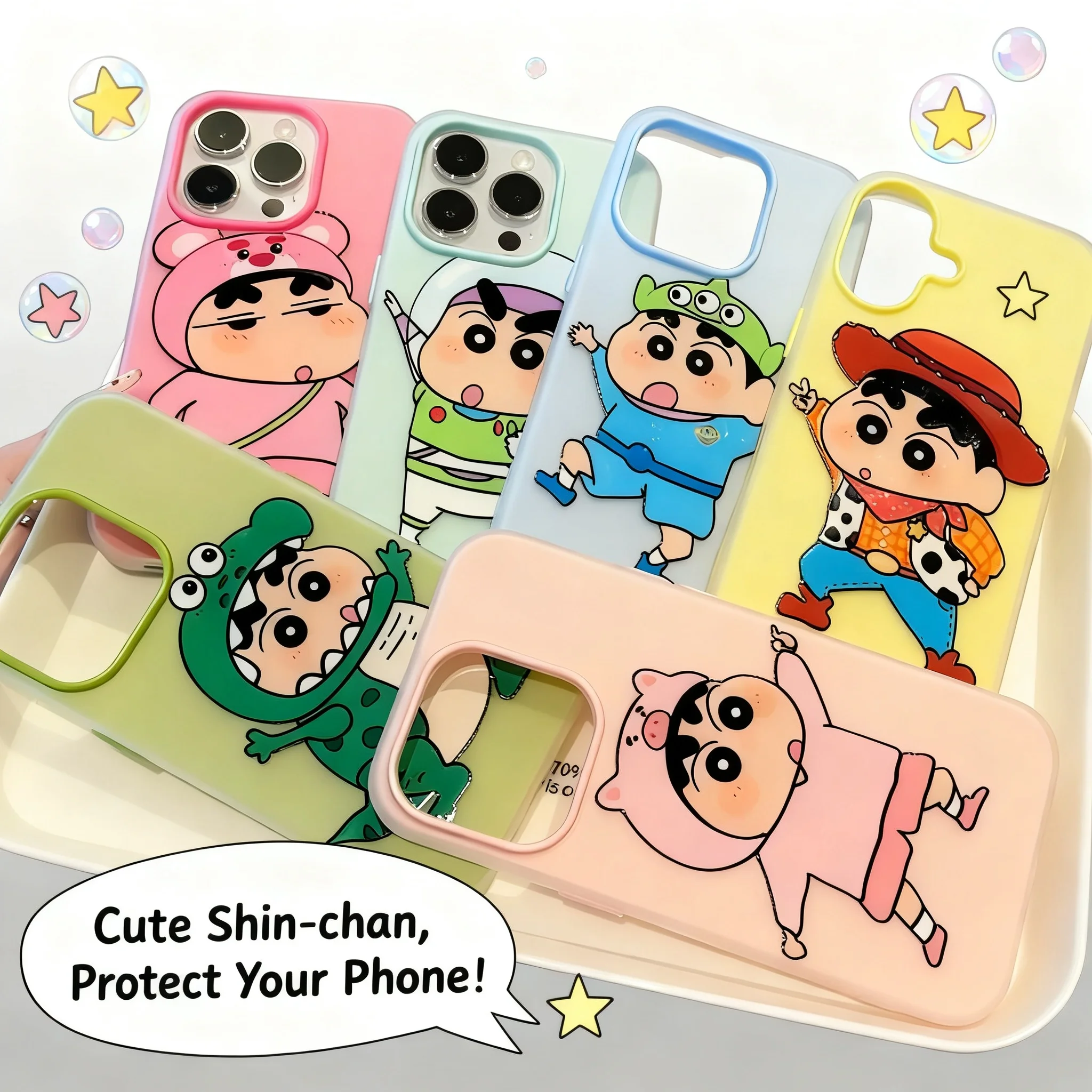 

Cute Toy Story Shinchan iPhone 17 16 15 14 13 Phone Case Soft Touch Matte Jelly Gel Cover for Mobile