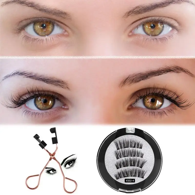 Natural Magnetic Eyelashes No Glue False Magnetic Eyelashes With Lashes Clip Reusable Natural Looking Soft Fake Lashes 3D