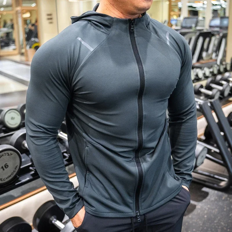 

Men's Sporty Casual Hooded Jacket Basketball Fitness Training Long Sleeve High Elastic Slim Fit Sportswear Running Quick-dry Top