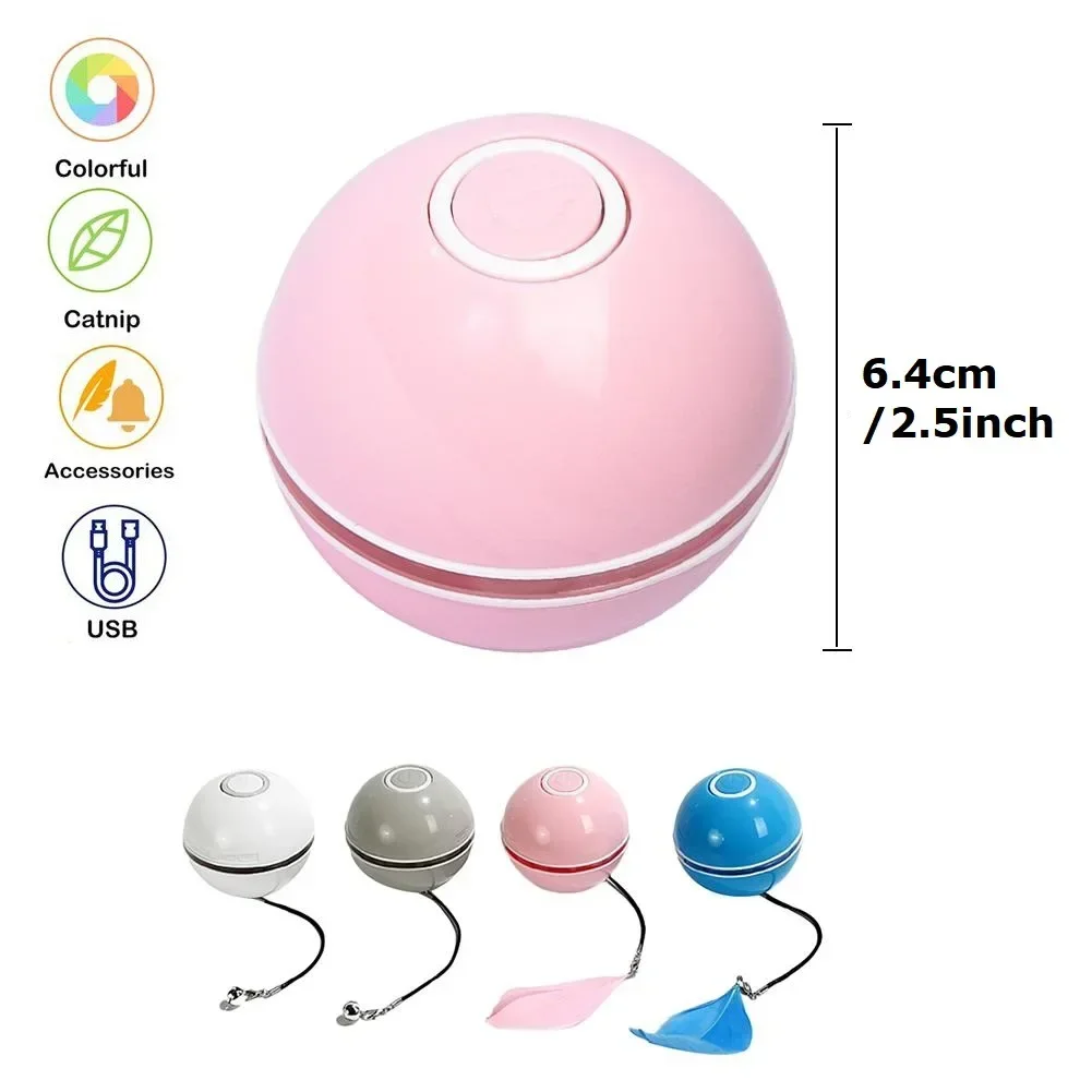 Bola de rolamento automática recarregável USB, Anti Break Bite, Auto giratório Pet Toy, Grau interativo, Mordida de gato