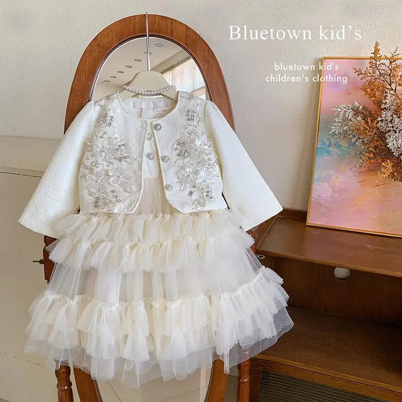 Girls' Little Fragrant Wind Dress Set 2026 Spring and Autumn Winter New Children's Sweet Autumn Princess Skirt Two Piece Set