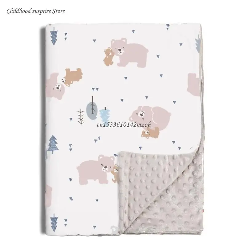 Lovely Printed Dot Baby Blanket Double Layer Toddler Receiving Blanket Throw Soft Plush Minky Baby Blanket Dropship