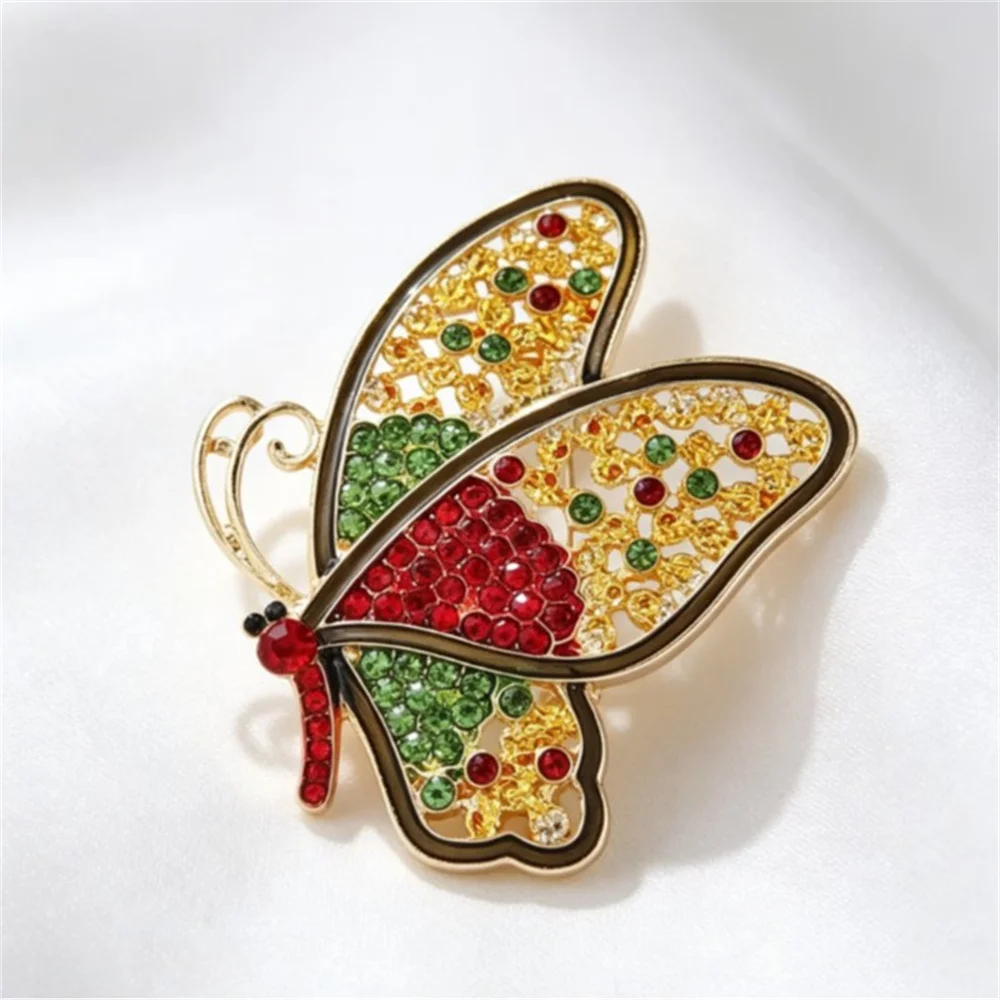 Creative Rhinestone Butterfly Brooch Women's Temperament Fashion Coat Pin Accessories Exaggerated Pin Jewelry Accessories