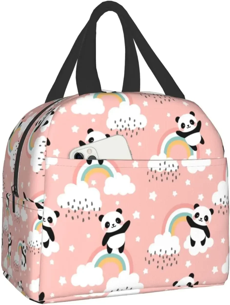 Panda Lunch Bags Cooler Tote Organizer  Reusable  Box for Women Men Boys Girls Outdoor Work Picnic School