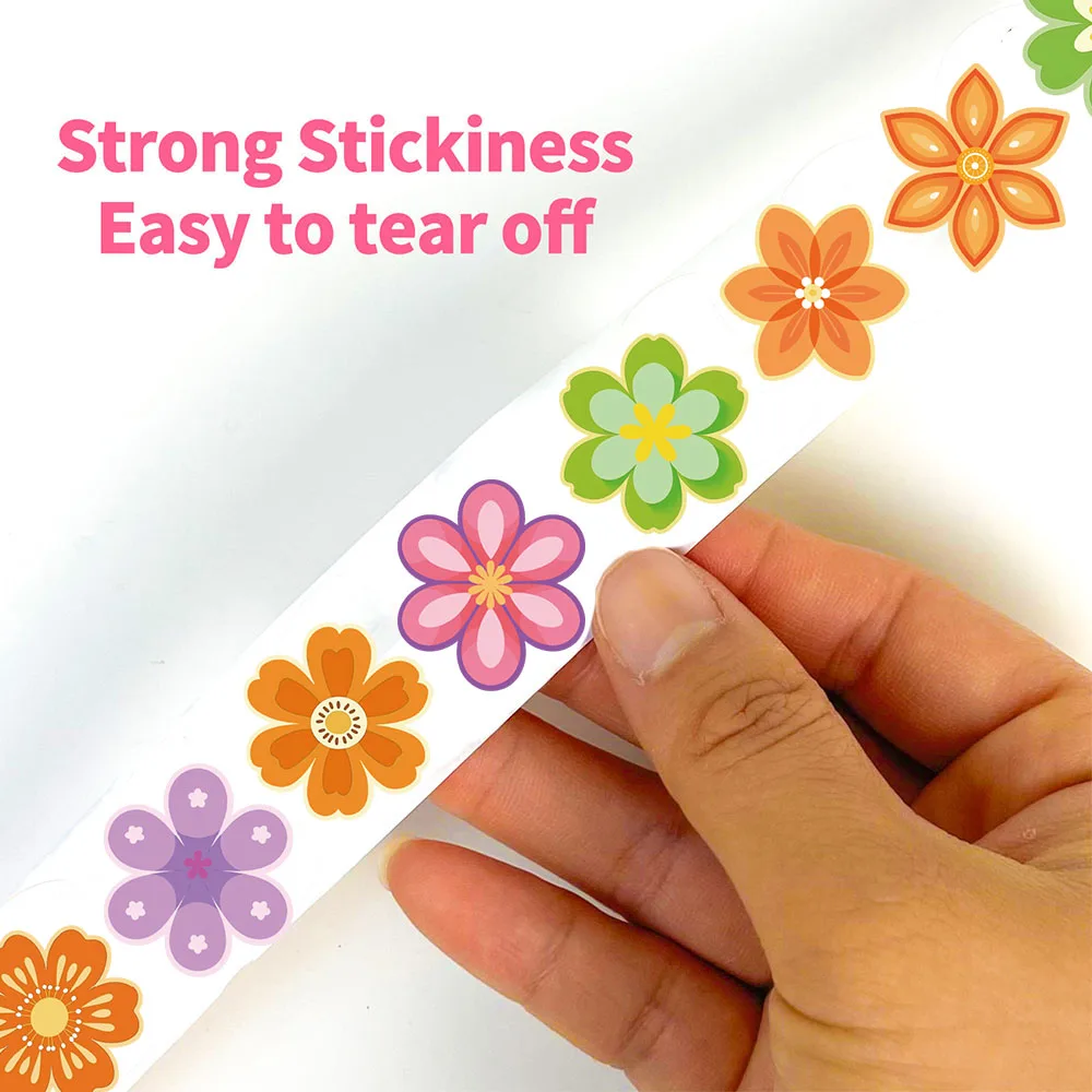 500PCS Cartoon Flowers Roll Sticker Notebook Cartoon Scrapbook Waterproof Graffiti Cafe DIY Scrapbooking Phone Gifts Decals