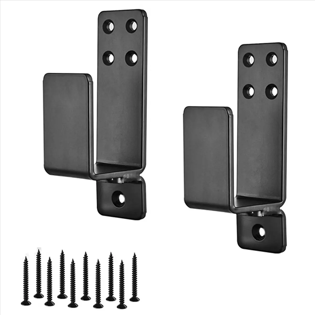 ABFS 2X4 Door Brackets Heavy Duty Upgraded Door Bar Holder Brackets for Home Security Suit for 2X4 Lumber Black