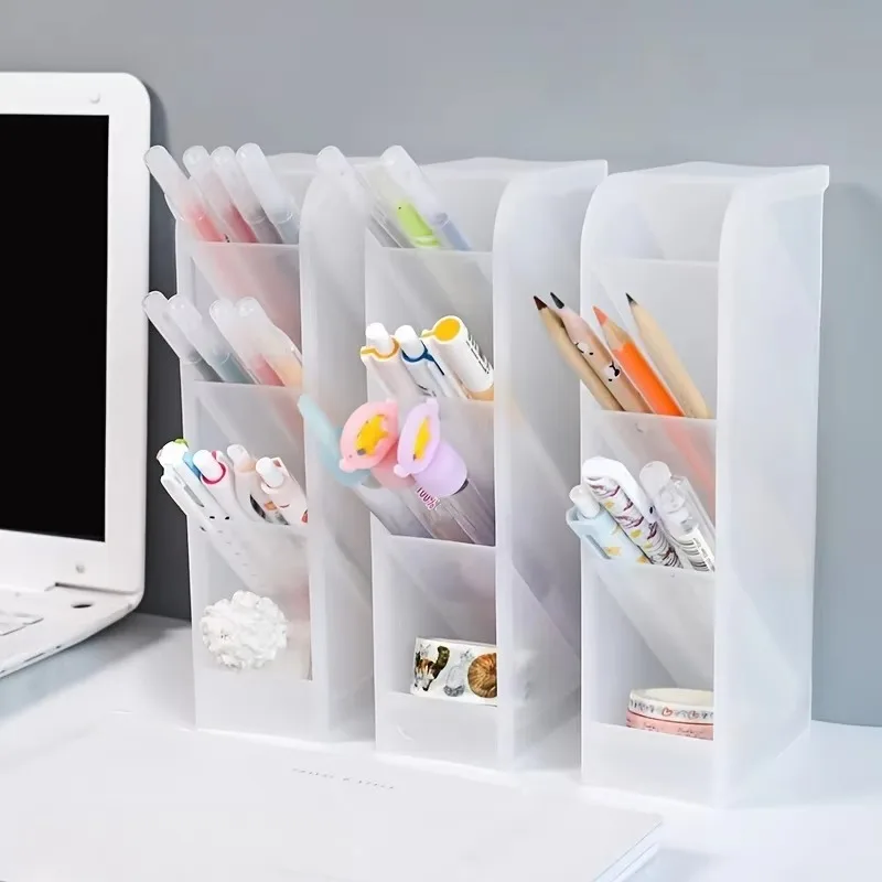 Multi-functional Stationery Storage Box Desk Multi-Layer Pen Holder Inclined Cosmetic Brush Storage Holder For Office Supplies