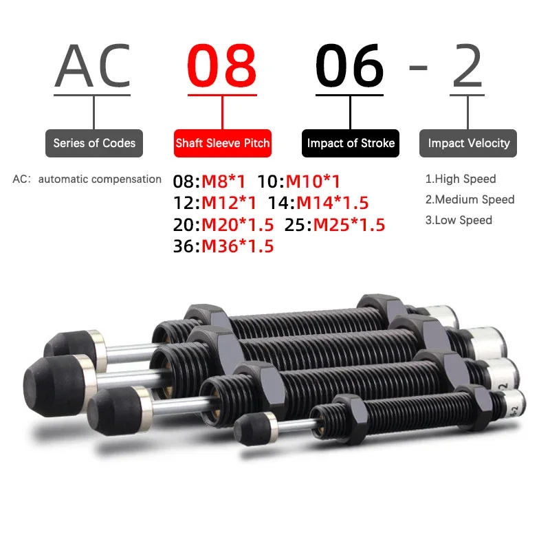 1Pcs AC AD Hydraulic Shock Absorber Air Buffer Type AC1410 AC1412 AC1416 AC1420 AC1425 AC2540 AC2550 AC2580 Adjustable