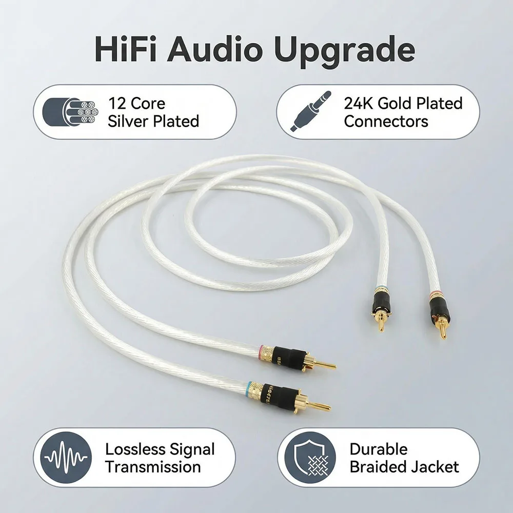 

Кабель для акустических систем Aouyade, одна пара, посеребренный, Hi-end, 5N OCC, для Hi-Fi систем, с Y-образными и банановыми разъемами