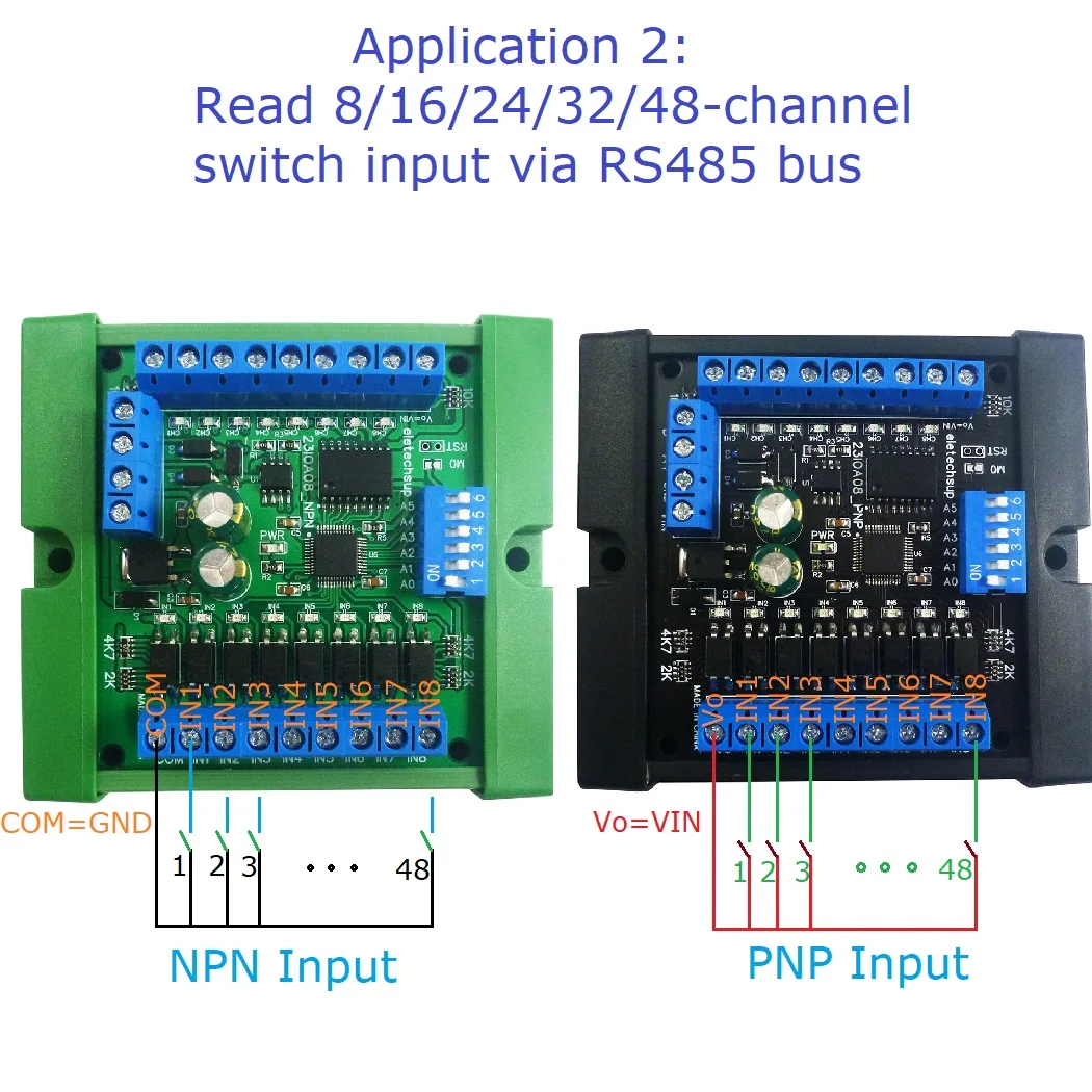 

Industrial PLC IO Module 8-48CH RS485 MODBUS RTU Remote Control Board DI DO for Smart Home Automation Security System LED