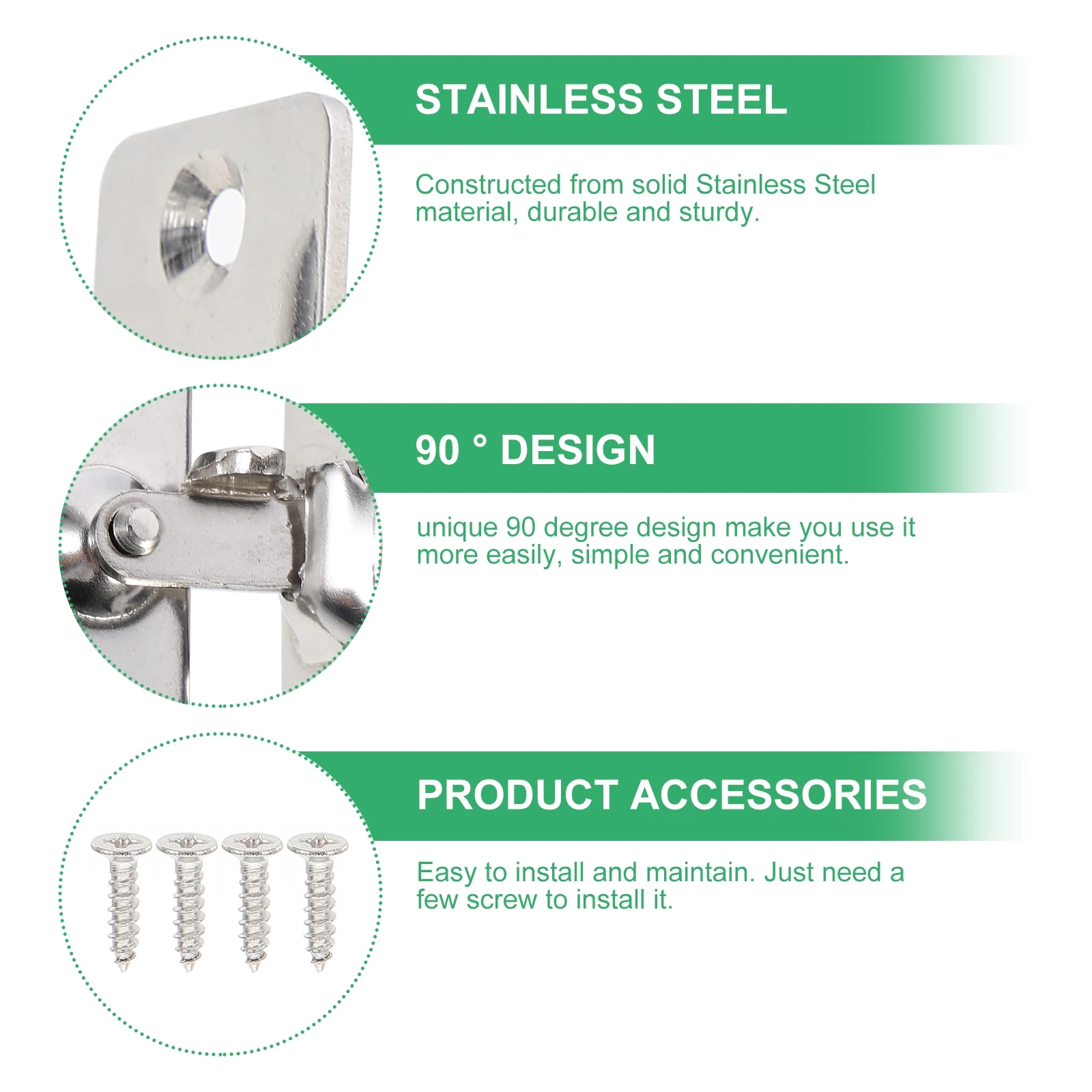 

1Pcs Stainless Steel 90 Degree Door Lock Durable Safety Latch Bolt Anti-Theft for Household Indoor Outdoor 90 Degree Door Latch