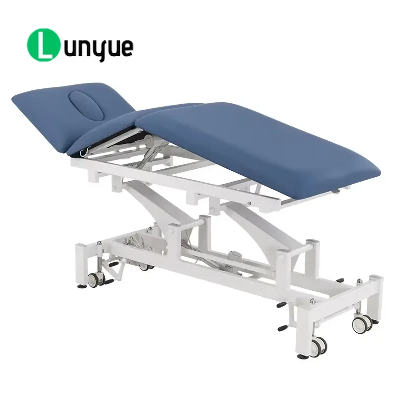 Three Section Electric Adjustable Physiotherapy Massage Bed 2 Motor High Density Sponge Mildew Proof PVC Metal Frame Modern