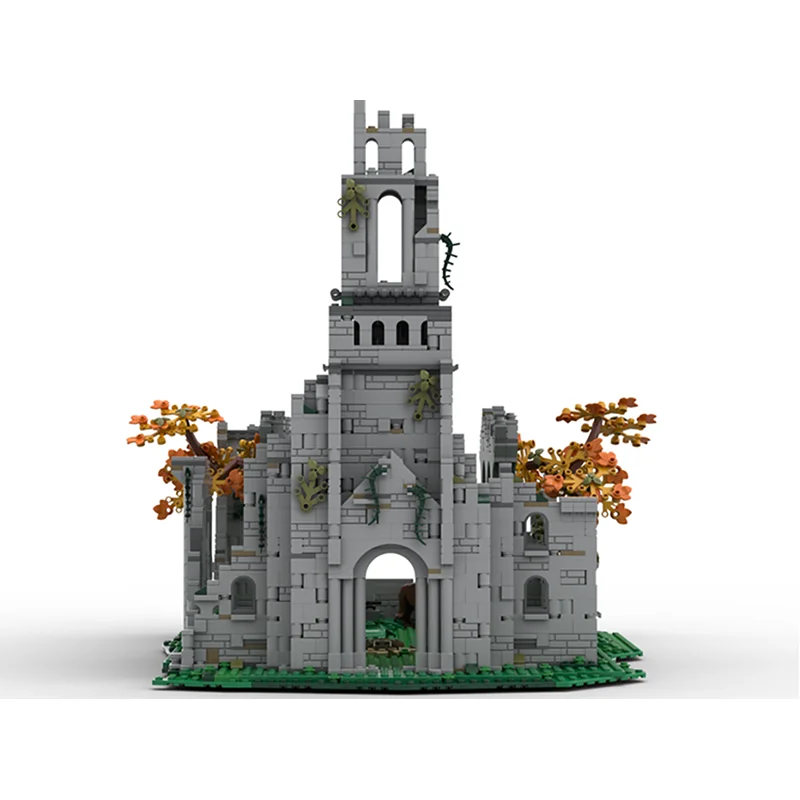 

MOC Creative Medieval Castle Ruins Building Blocks Kit Abandoned Bell Tower Church Destroyed Architecture Bricks Toys Gift