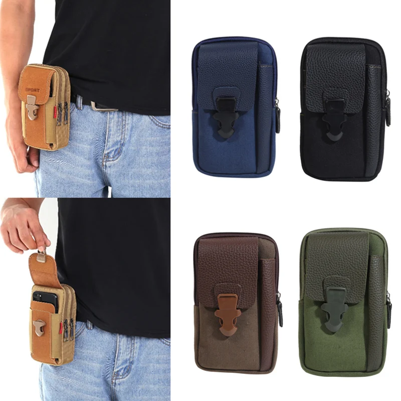 Men Fashion Waist Bag Casual Zipper Male Waist Pack Small Solid Color Card Holder Phone Packs Belt Fanny Purse